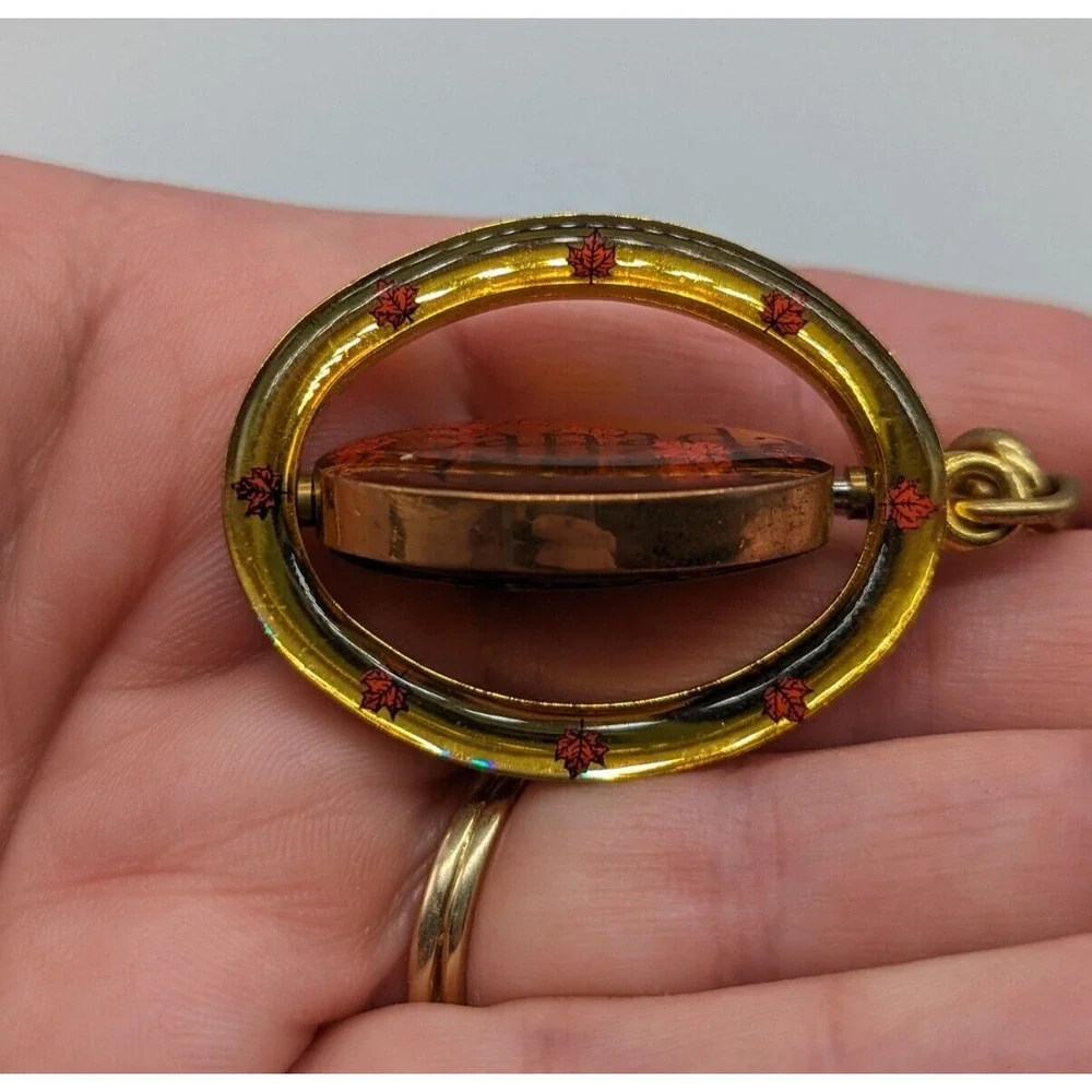 Vintage Canada Flippable Swivel Metal Enamel Keychain 4